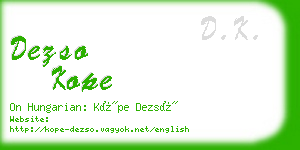 dezso kope business card